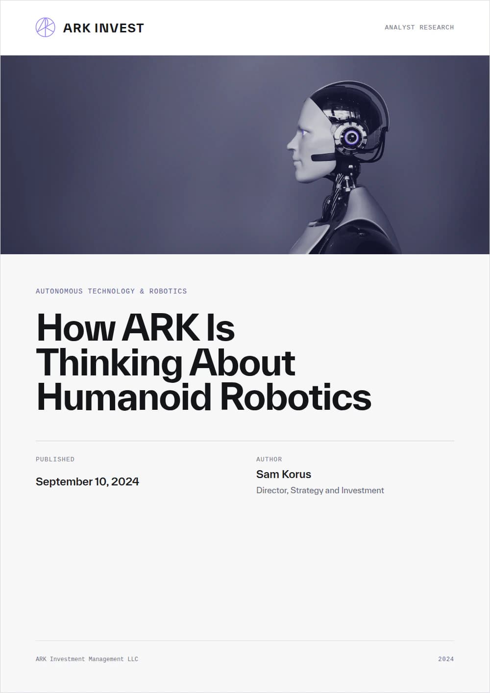 How ARK Is Thinking About Humanoid Robotics report cover
