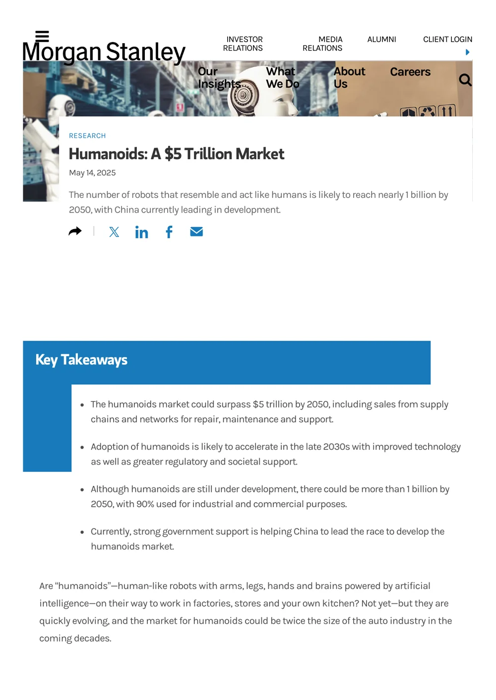Humanoids: A $5 Trillion Global Market report cover