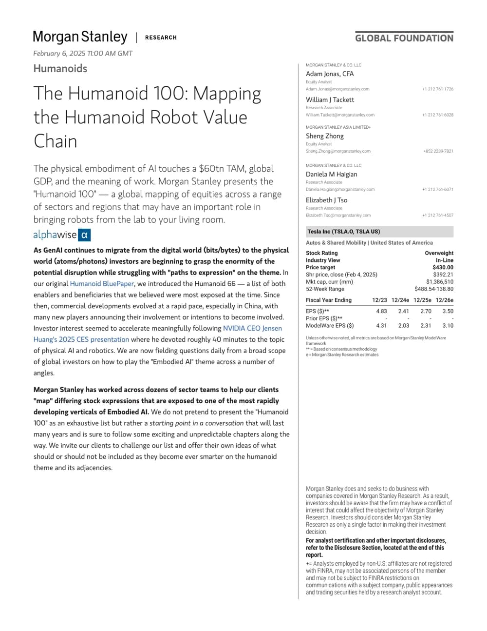 The Humanoid 100: Mapping the Humanoid Robot Value Chain report cover